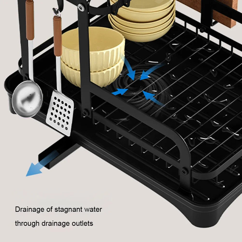 Égouttoir à Vaisselle 2 Niveaux – Avec Bac de Récupération et Système de Drainage 360° - MyKitchyTools
