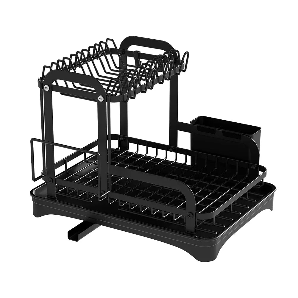 Égouttoir à Vaisselle 2 Niveaux – Avec Bac de Récupération et Système de Drainage 360° - MyKitchyTools