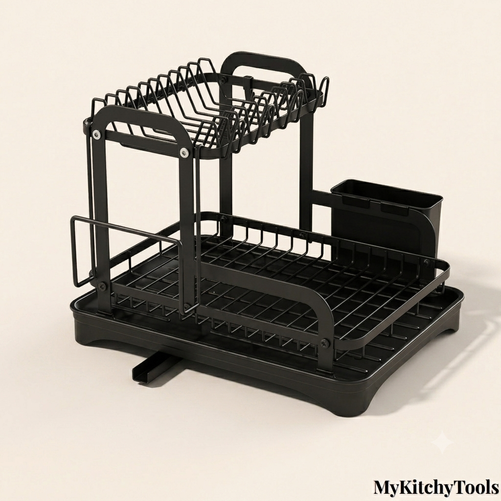 Égouttoir à Vaisselle 2 Niveaux – Avec Bac de Récupération et Système de Drainage 360° - MyKitchyTools™