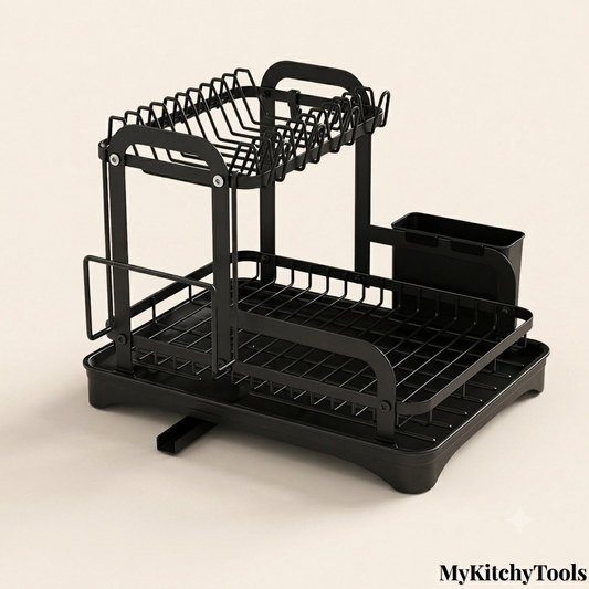 Égouttoir à Vaisselle 2 Niveaux – Avec Bac de Récupération et Système de Drainage 360° - MyKitchyTools™